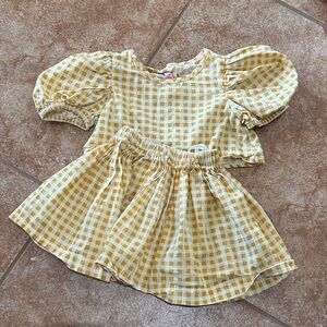 Yellow Gingham Baby Dress Set 2T
